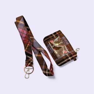 Vera Bradley Sewn Patterned Zip Closure Key Ring C.C. & ID Case w/ Lanyard
